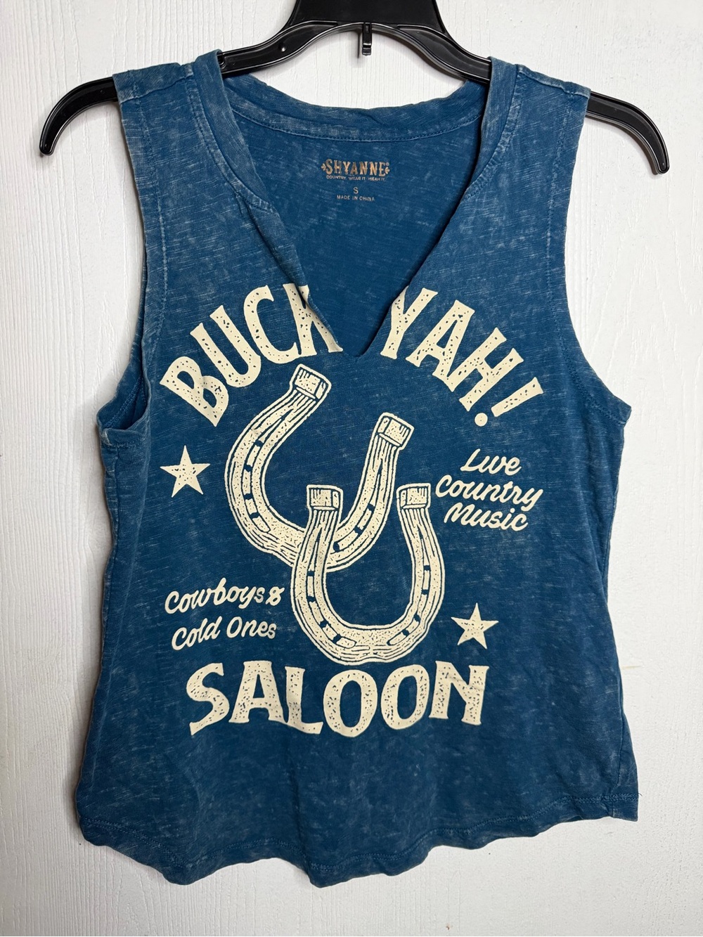 Shyanne Blue Graphic 'Buck Yah! Saloon' Sleeveless Tank